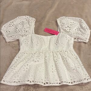 Lilly Pulitzer White Eyelet Puff Sleeve Top